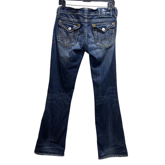 Mek Denim USA Oakaca Bootcut Jeans 28x34 Distressed Grunge Low Rise Boho Western - Picture 2 of 10